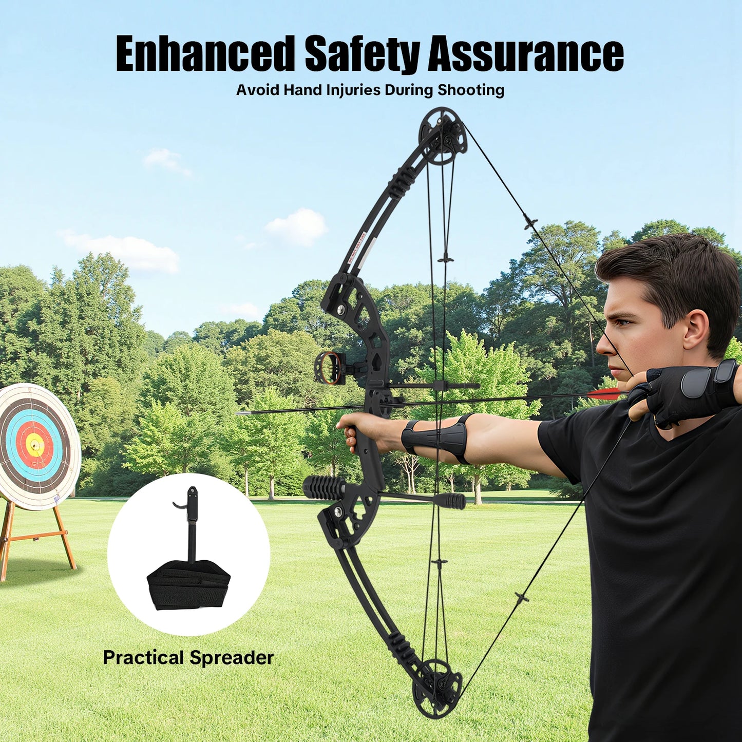 Compound Bow For Adults, Right Hand, Hunting Kit: 3 Pin Lighted Sight For ] Hunting, Training