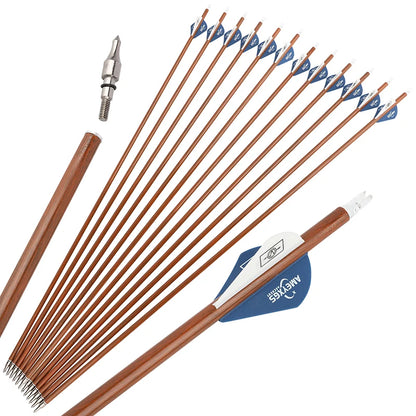 Archery Arrows 30 Inch Camo Mixed Carbon Spine 500 ID6.2mm with Rubber Vanes