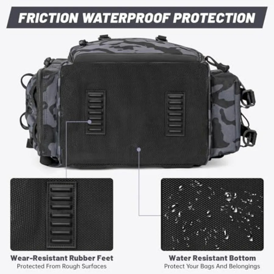 25L Fishing Backpack Water Resistant Fishing Tackle Bag with 2 Rod Holders Tackle Storage Bag for Anglers Bag Only