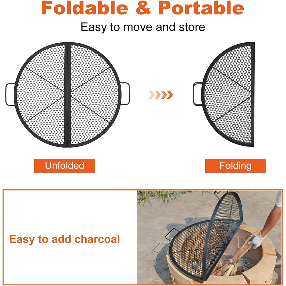 Foldable Fire Pit Cooking Grill Grate,