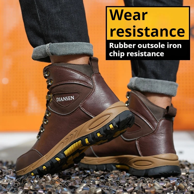 High Top Men Work Shoes Anti-Puncture Anti-smash   Slip Resistant Wate Resistant Hiking Boots