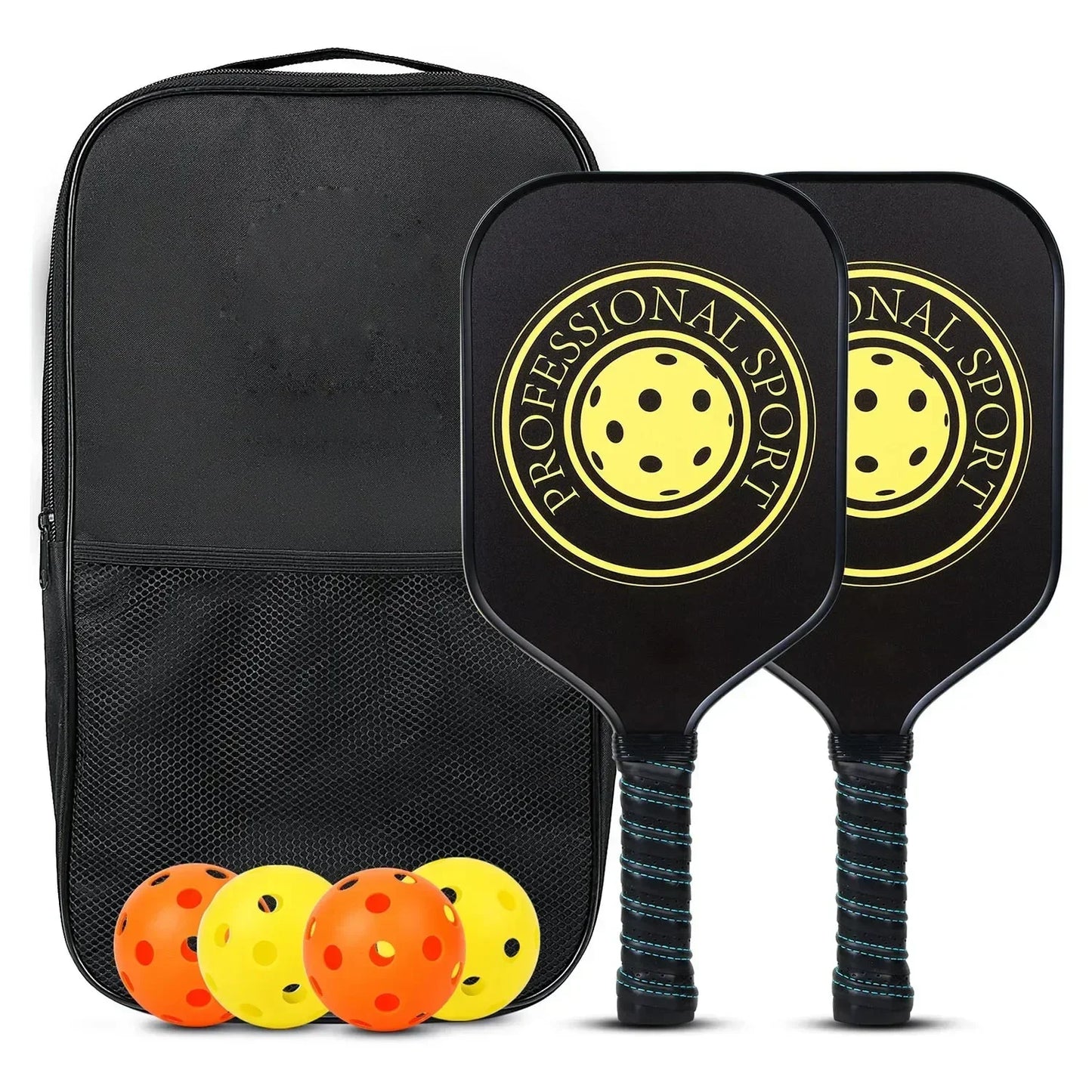 Pickleball Paddles Set Rackets Portable Racket Cover Carrying Bag Gift Kit USAPA Approved, Honeycomb Core 4 Balls