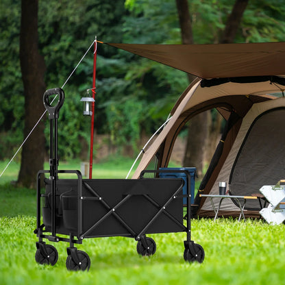 4-Wheel Foldable  Handcart | Heavy-Duty Cargo Transport w/ One-Hand Carry | Portable Foldable Design for Easy Storage
