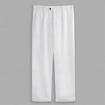 Men s Pants Solid Color Flat Front Trousers Casual