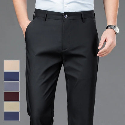 Male Pants Stretch Black Smart Casual Men's Trousers  Quick Dry