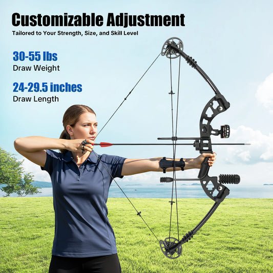 Compound Bow For Adults, Right Hand, Hunting Kit: 3 Pin Lighted Sight For ] Hunting, Training