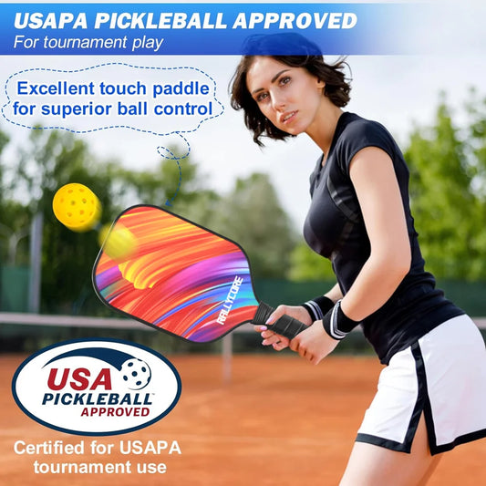 Pickleball Paddles Set of 2 with 4 Balls, Portable Carrying Bag, I Honeycomb Core
