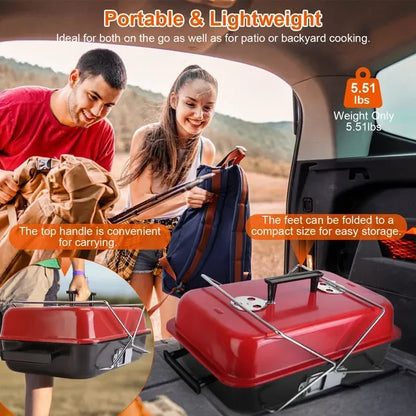 Portable Barbecue Smoker Charcoal Grill Outdoor Tabletop Grill Small Folding With Lid