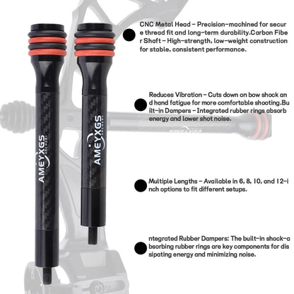 6/8/10/12 Inch Bow Vibration Damper Stabilizer Lightweight Carbon Fiber Balance Rod OD20mm Standard Interface Shock Absorber Bar Reduce Recoil