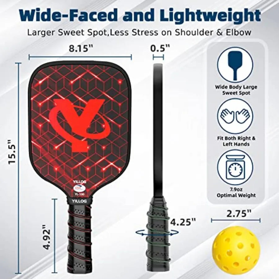 Pickleball Paddles, USAPA Approved Pickleball Paddle Set of 4, Fiberglass Surface Pickleball Set, 4 Pickleball Balls, 4 Cooling