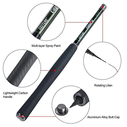 12Feet Rod Combo 24T 30T Carbon Fiber Backpacking Fly Fishing Kit with 30 Flies Tippet and Storage Bag