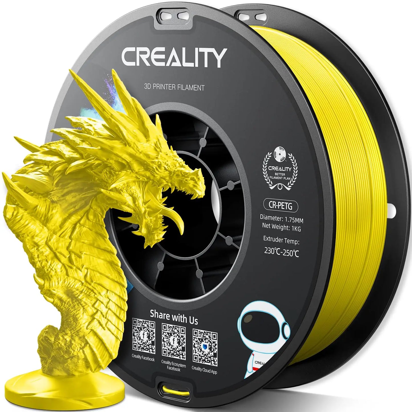 CREALITY PETG Filament 1.75mm 3D Printer Filament 1kg  Neatly Wound Spool