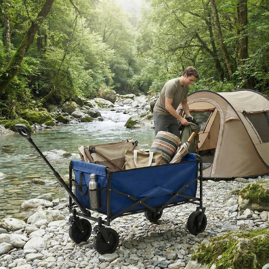 102L Heavy Duty Collapsible Wagon Cart Utility Folding Wagon with Wheels 330 lbs Weight Capacity