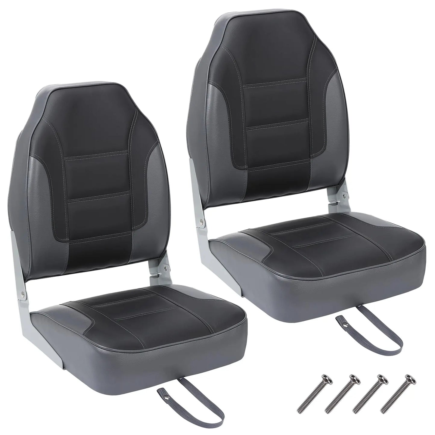 2 Pack Boat Seats, High Back Folding Boat Seats, Stainless Steel Screws & Fold