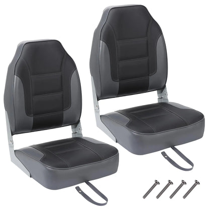 2 Pack Boat Seats, High Back Folding Boat Seats, Stainless Steel Screws & Fold