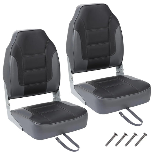 2 Pack Boat Seats, High Back Folding Boat Seats, Stainless Steel Screws & Fold