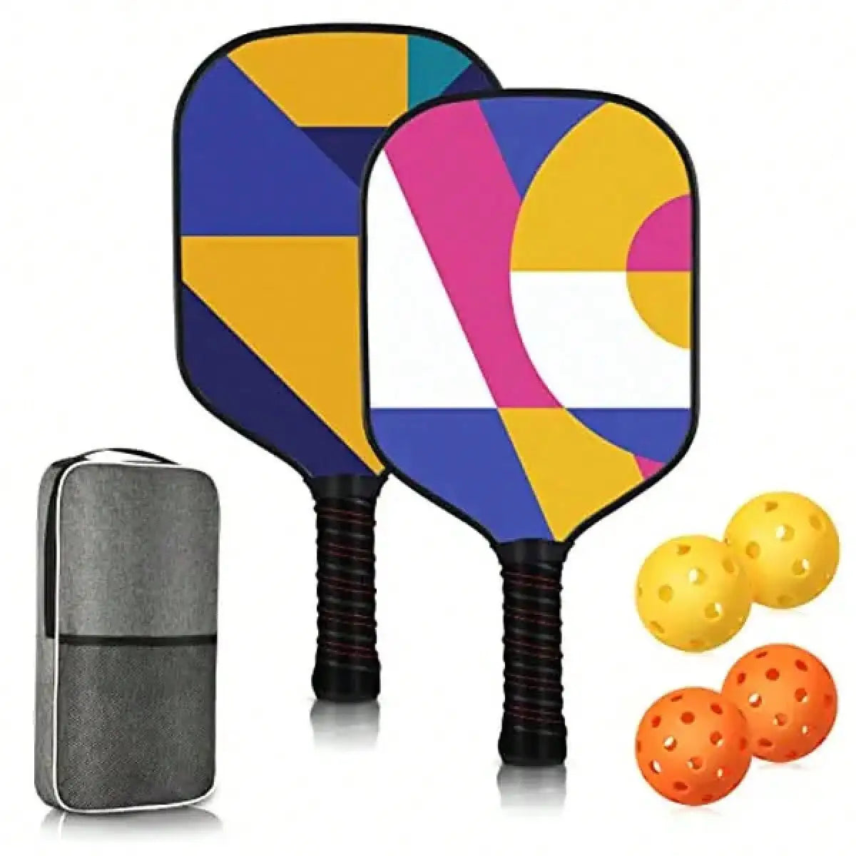 Pickleball Paddles,Double-Sided Pattern Pickle Ball PaddlesSet Of 2 With Non-Slip Ergonomic Absorbent Soft Grip PickleBall Rackets 2 Pack,Pickleball SetSport