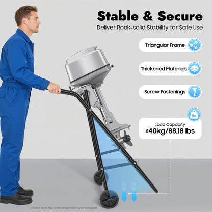 Outboard Boat Motor Stand Cart, Outboard Engine Stand Carrier Cart Dolly Multi Portable Folding Boat Engine Trolley with 2 Wheels for Motor Storage Repair and Maintenance