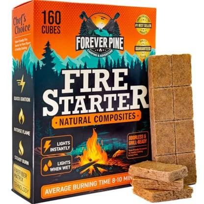 Fire Starter Cubes 160 pcs Waterproof Odorless Squares