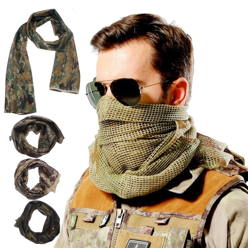 Large Camouflage Scarf Sniper Hunter Mesh Face Scar