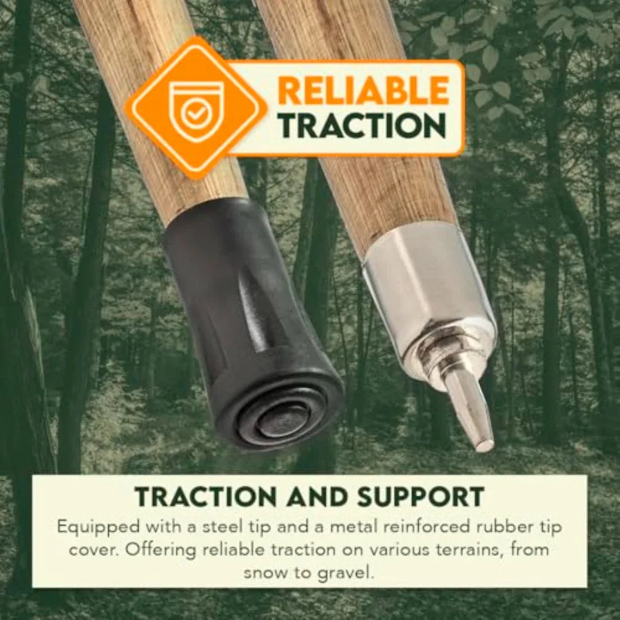 Heavy Duty Wooden Walking Stick  Durable 60 Inch Support Pole with Ergonomic Grip