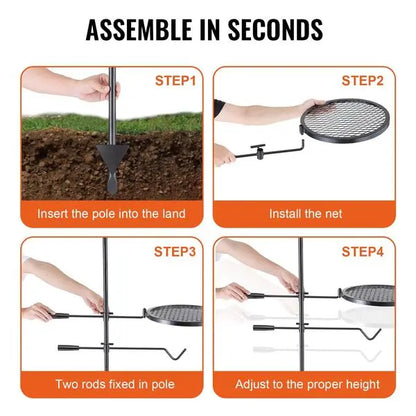 Swivel Campfire Grill Grate over Fire Pits,