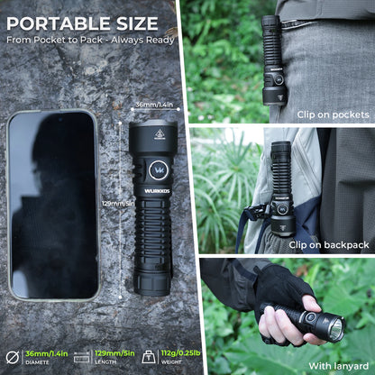 Flashlight 3200 lm Rechargeable 21700 Battery 506m Beam Distance Magnetic Tail Cap Self-Defense Flashlight