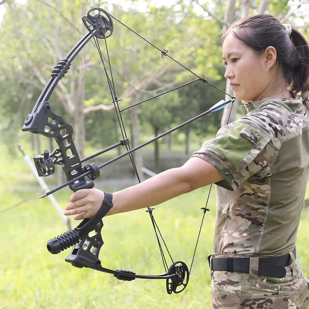 Adjustable Compound Bow Arrow Set with Spine 500 Carbon Arrows 20-70lbs 320FPS High-Strength Alloy Handle RH/LH