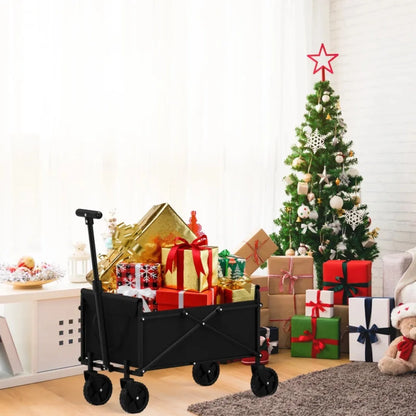 4-Wheel Foldable  Handcart | Heavy-Duty Cargo Transport w/ One-Hand Carry | Portable Foldable Design for Easy Storage