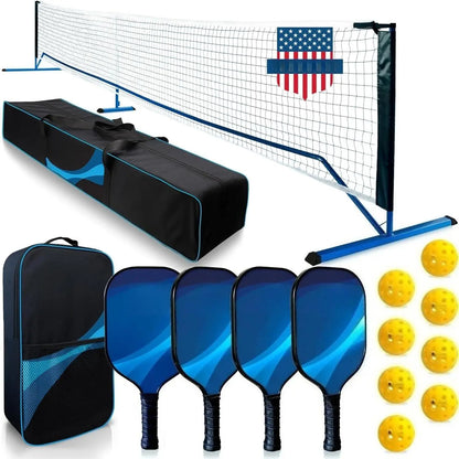 -Portable Pickleball Set with Net  4 USAPA Approved Graphite Paddles, Duffle Bag, Regulation Size Pickleball Net System,