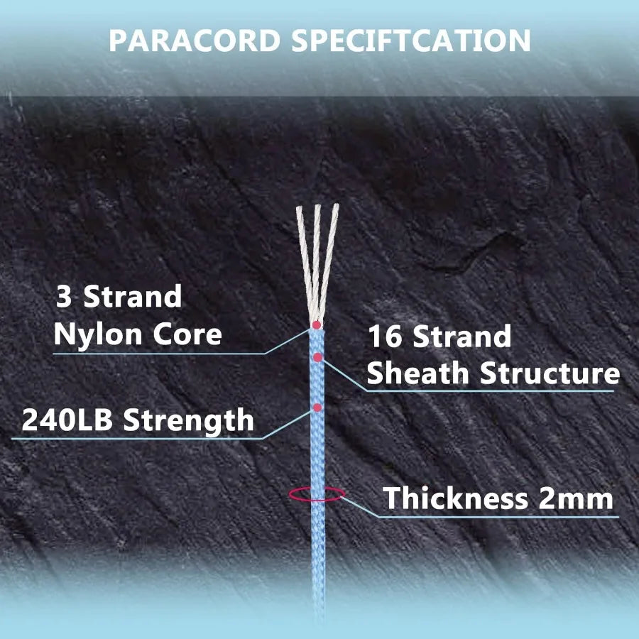 Paracord 240lb,  2mm Micro Utility Cord 3 Strand Parachute Spool Cord 100ft
