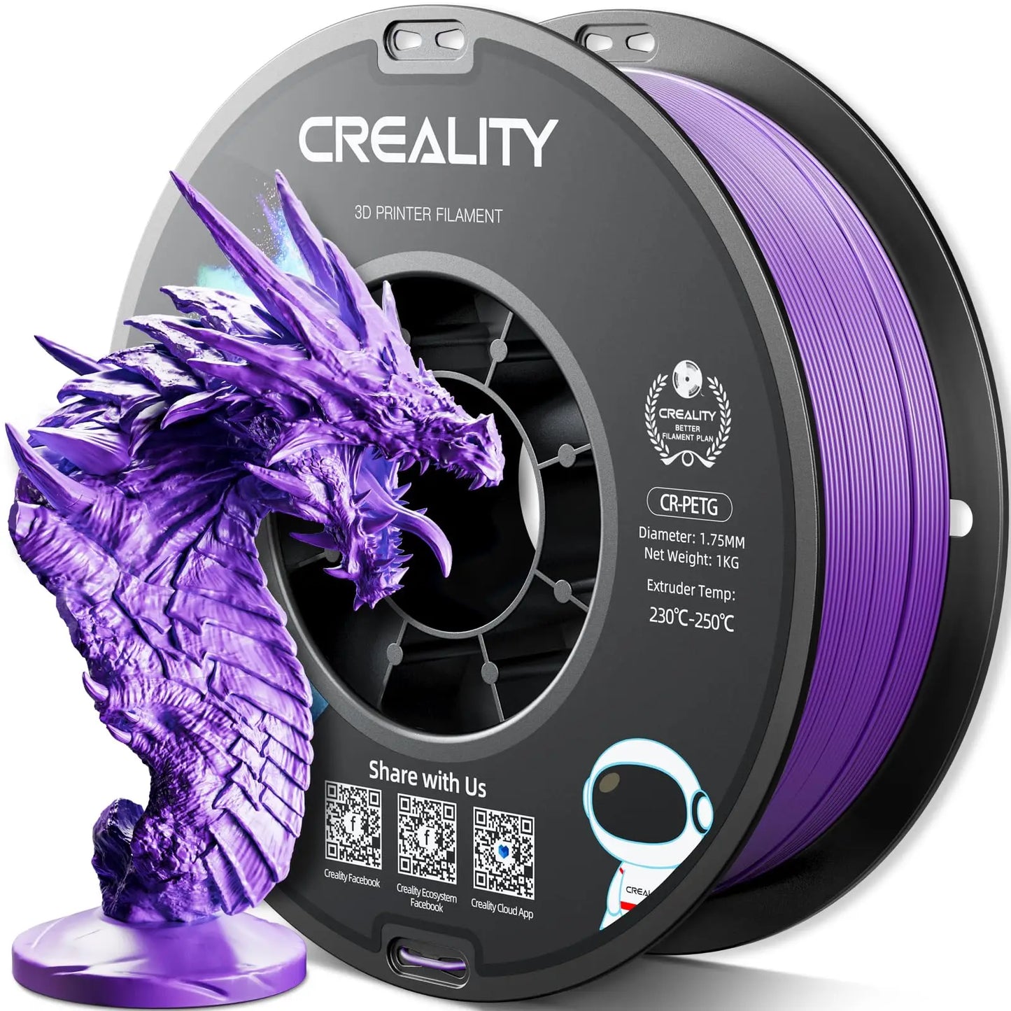 CREALITY PETG Filament 1.75mm 3D Printer Filament 1kg  Neatly Wound Spool