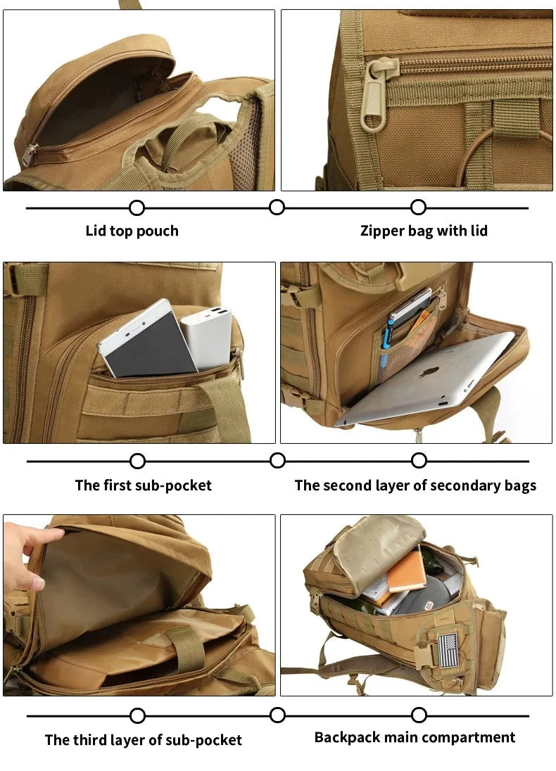 35L Large Capacity Men's Tactical Backpack Outdoor Camping Hunting Hiking Trekking  Bag Multifunctional Backpacks