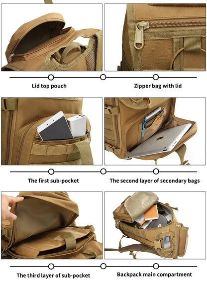 35L Large Capacity Men's Tactical Backpack Outdoor Camping Hunting Hiking Trekking  Bag Multifunctional Backpacks