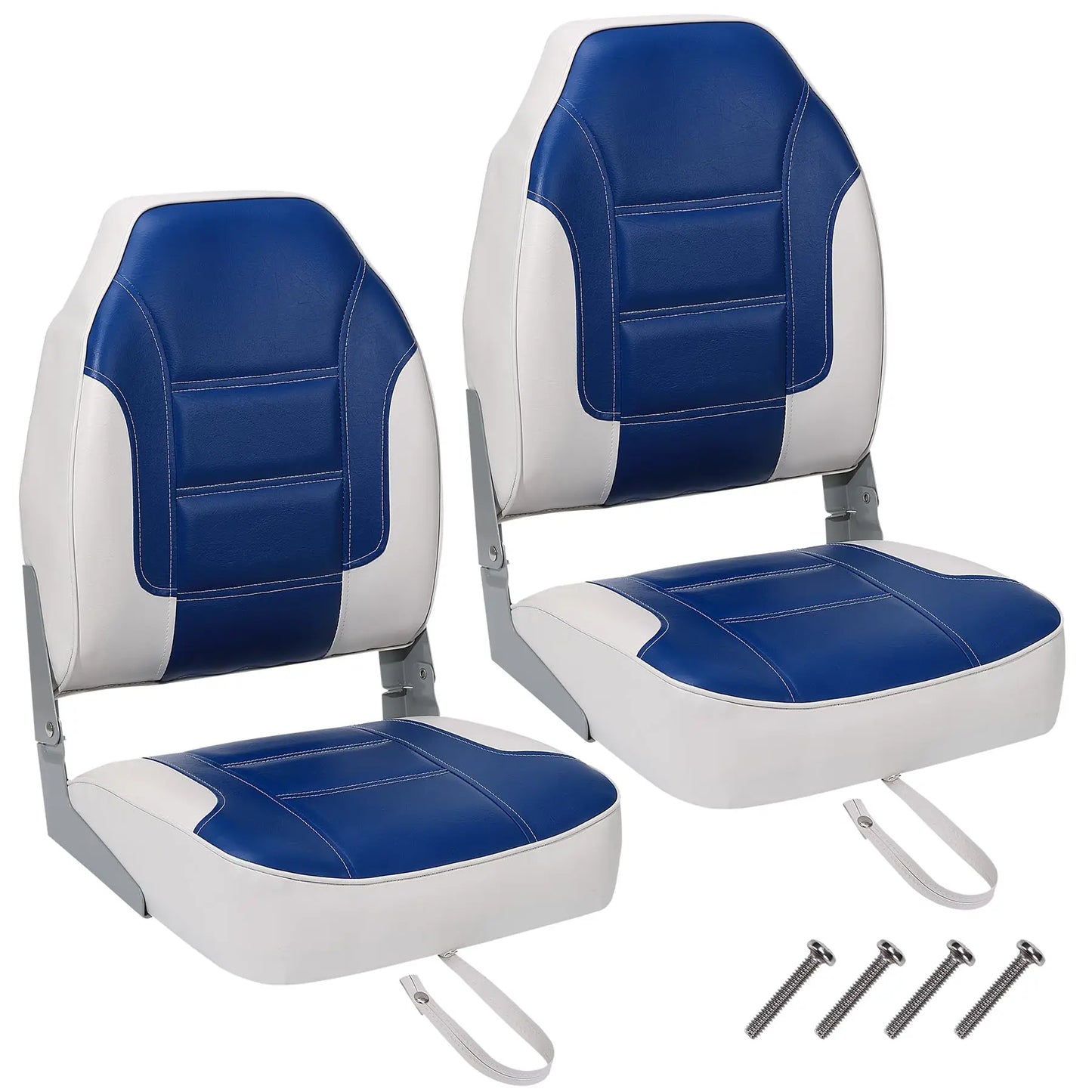 2 Pack Boat Seats, High Back Folding Boat Seats, Stainless Steel Screws & Fold