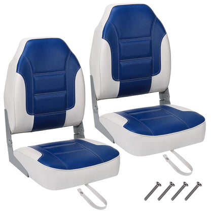 2 Pack Boat Seats, High Back Folding Boat Seats, Stainless Steel Screws & Fold