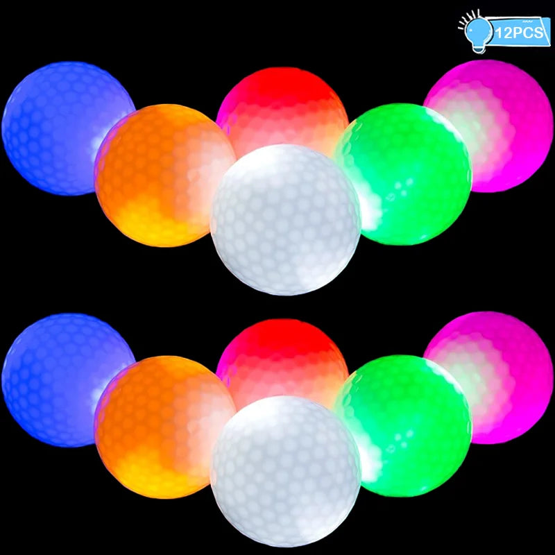 Luminous Golf Balls Set - 6/12/18 Piece Illuminated Night Golf Balls Six Colors Randomly Available for Enhanced Visibility