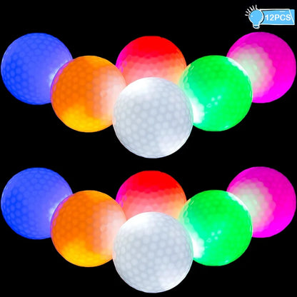 Luminous Golf Balls Set - 6/12/18 Piece Illuminated Night Golf Balls Six Colors Randomly Available for Enhanced Visibility