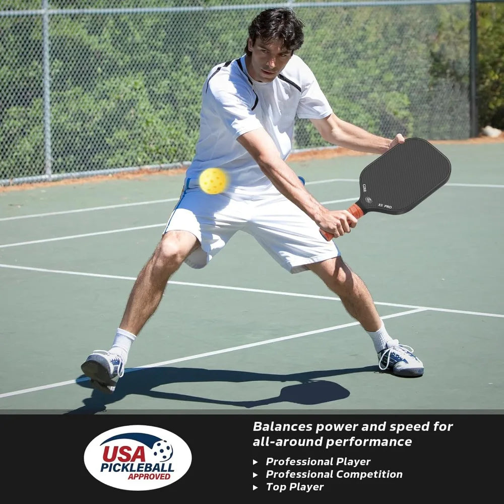 Pickleball Paddle, USA Pickleball Approved, 3K  Carbon Fiber Surface (CFS) High Grit & Spin, with 16MM Polypropylene