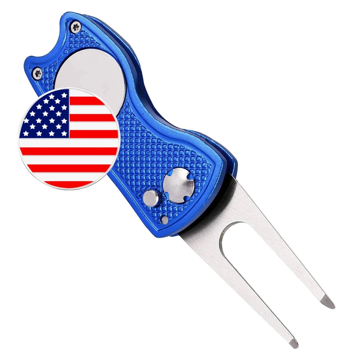 Golf Divot Repair Tool 1 Pack with Magnetic Ball Marker, Foldable