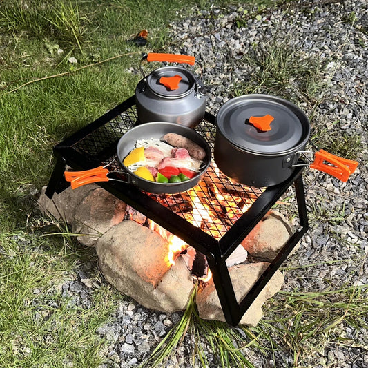 Heavy-duty bonfire grill, RV camping barbecue grill, firewood rack, kitchen shelf, barbecue grill,  outdoor camping
