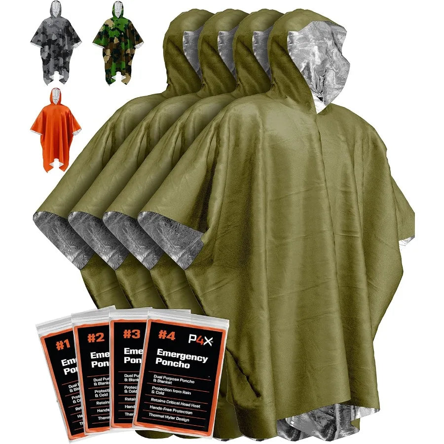 Emergency Poncho and Mylar Blanket Liner Waterproof Wind Resistant  Compact Survival