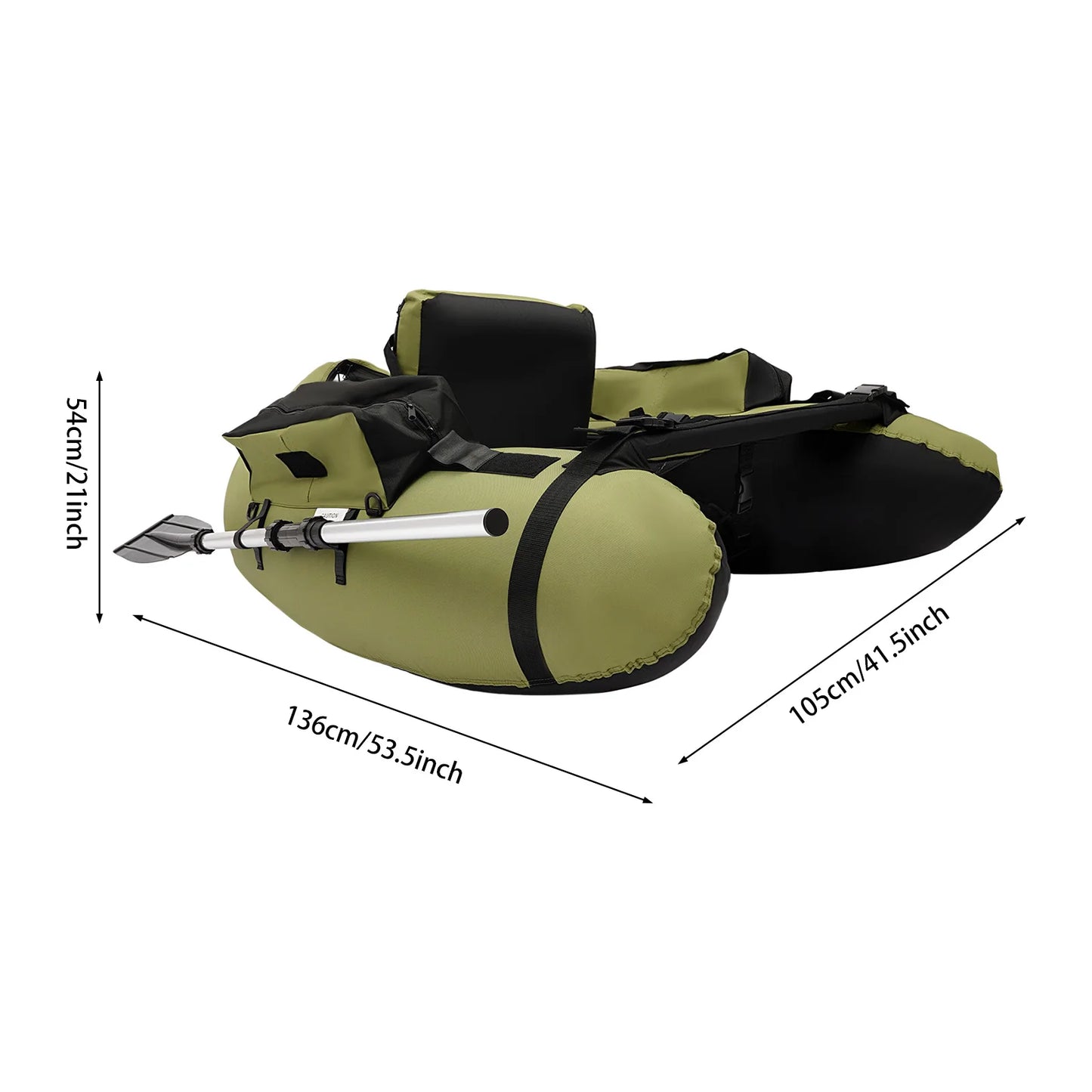 Inflatable Fishing Boat Waterproof Green 130kg/286.6lbs with Hand Air Pump for Fishing