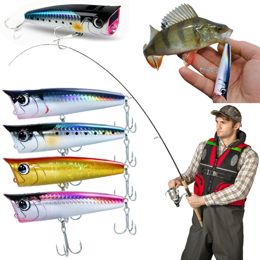 Floating Fishing Lure with Hook Topwater Bubble Baits 3D Eyes Minnow Popper Crank Baits