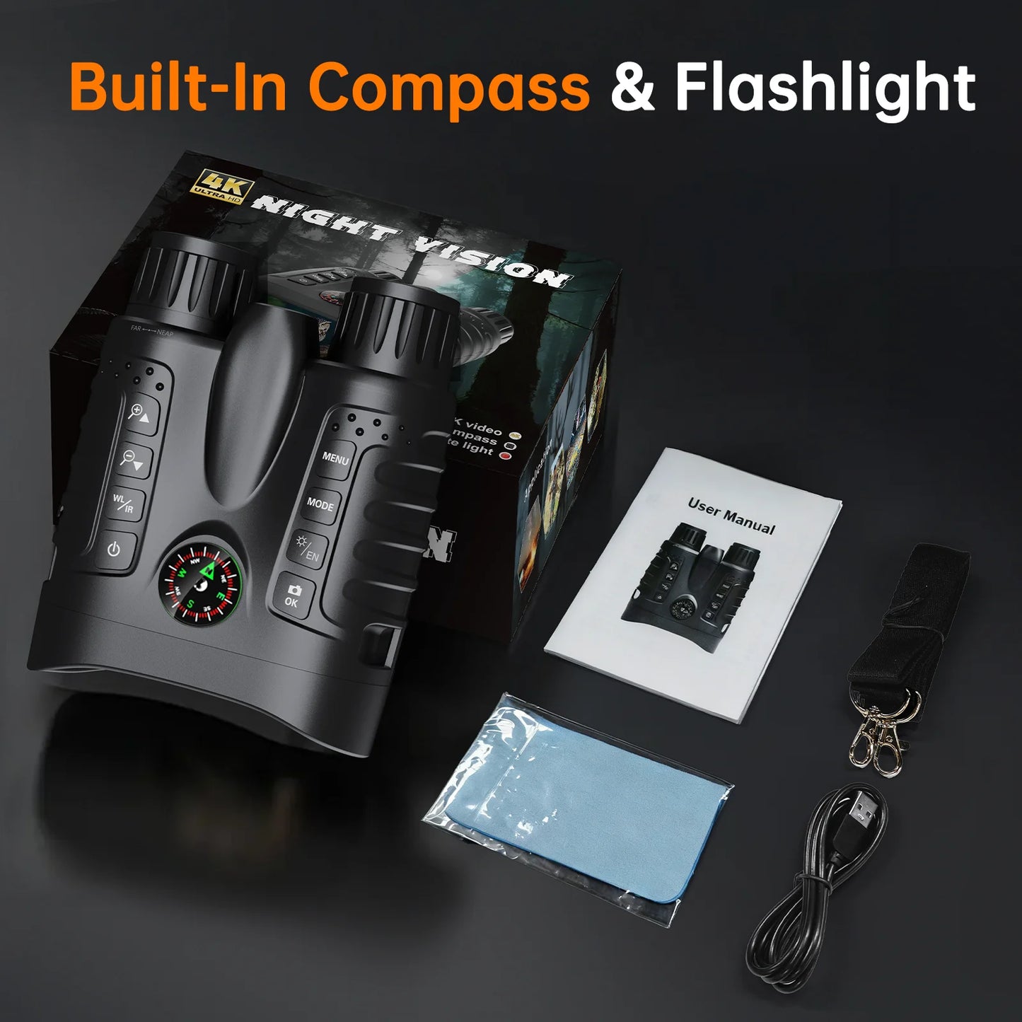 4K Night Vision Binoculars 8x Digital 400m Full Dark Infrared Night Vision for Hunting Camping Boating