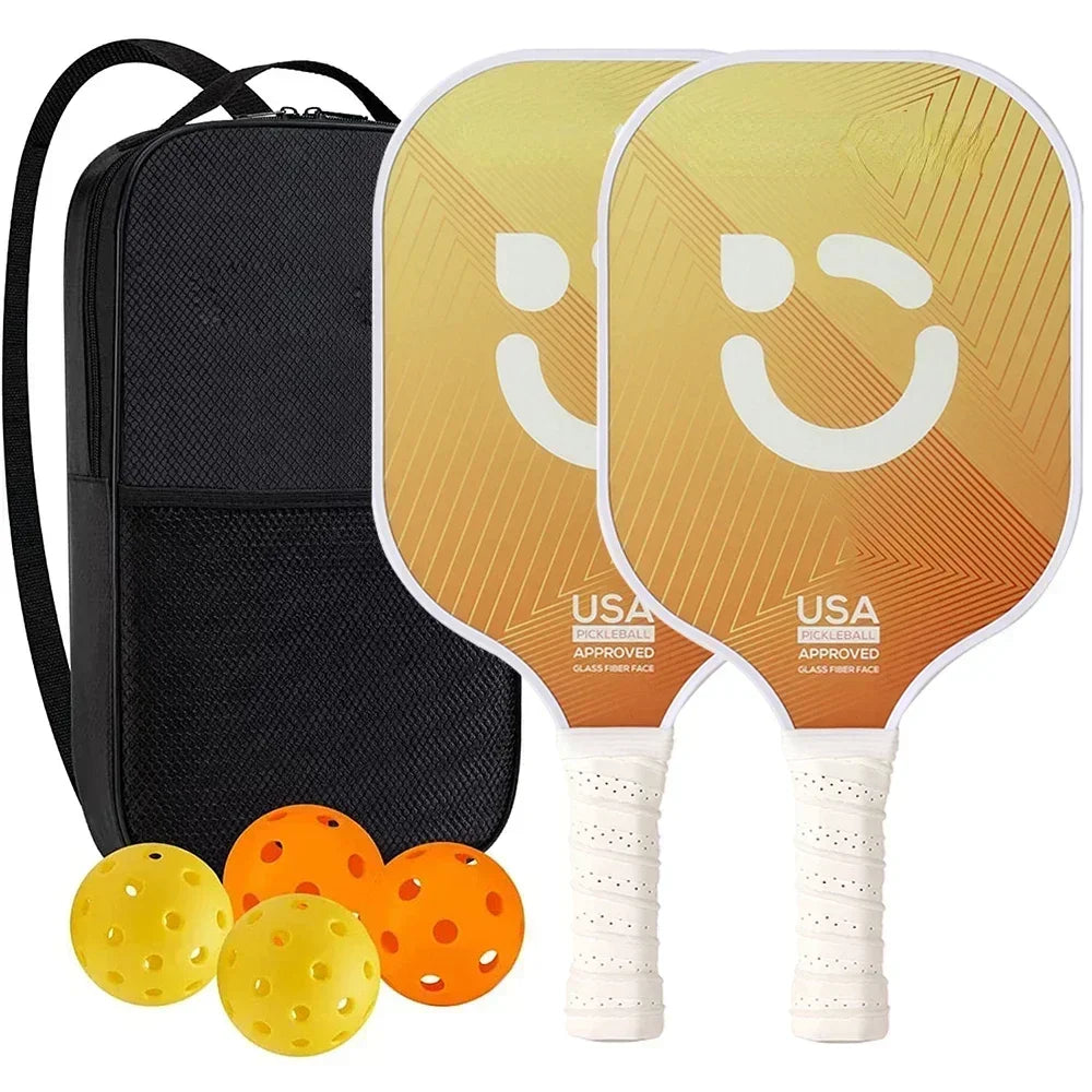 Pickleball Paddles Set Rackets Portable Racket Cover Carrying Bag Gift Kit USAPA Approved, Honeycomb Core 4 Balls