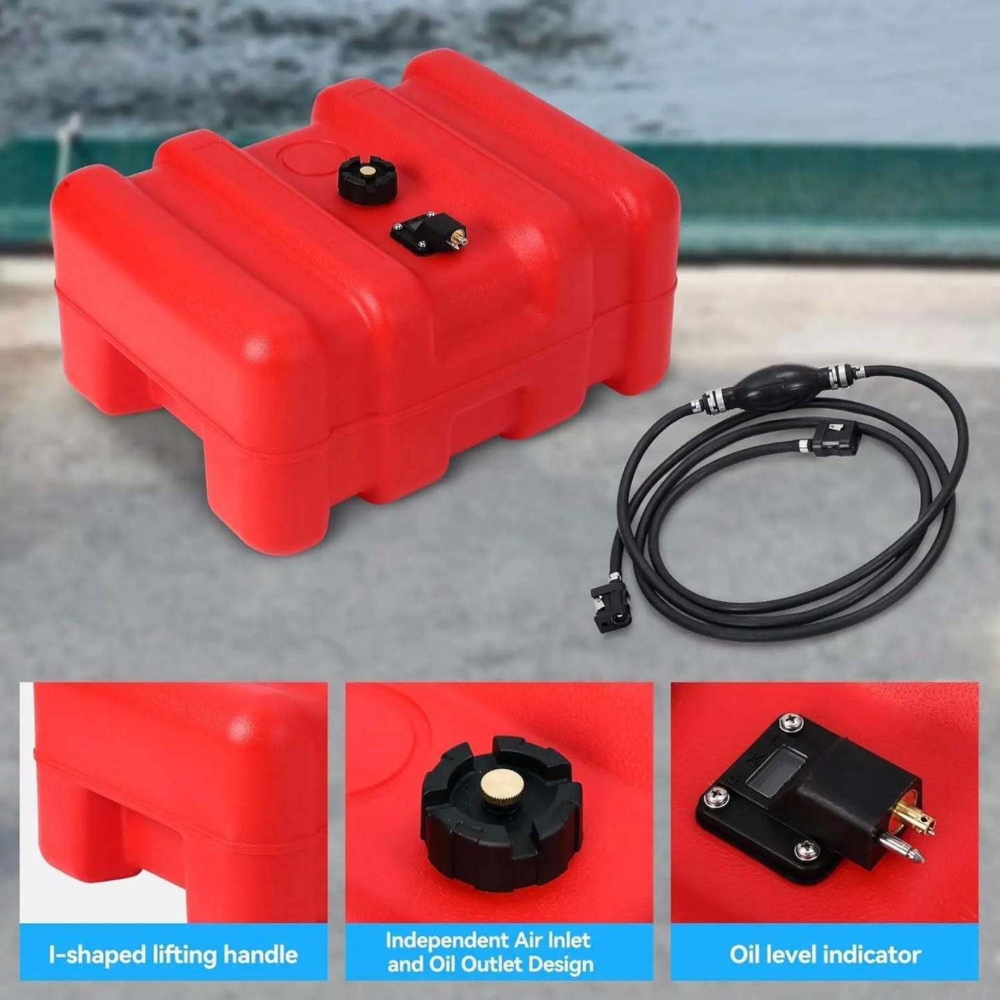 Portable Boat Fuel Gas Tank,14.5 Gallon/55L Outboard Engine Marine Boat Tank with Transfer Hose & Gauge
