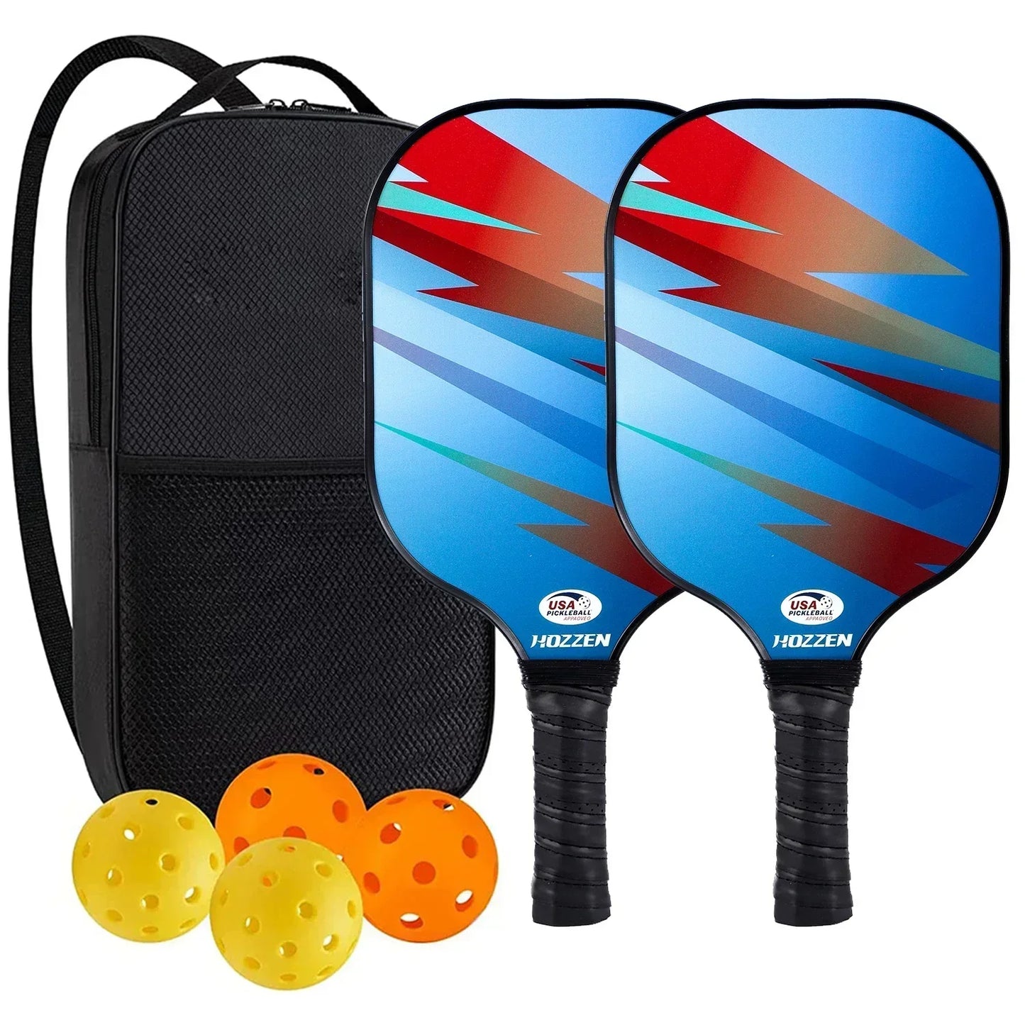 Pickleball Paddles Set Rackets Portable Racket Cover Carrying Bag Gift Kit USAPA Approved, Honeycomb Core 4 Balls