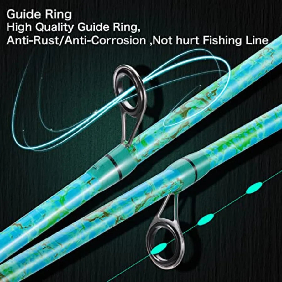 Fishing Rod and Reel Combo, 2-Piece 5-Foot 6-Inch Graphite and Fiberglass Rod, Durable and Strong, Quickset Anti-Reverse Fishin