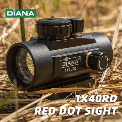 DIANA 1x40 Green Red Dot Scope Optics with 11/20mm Mount Outdoor Optical Tool Riflescope